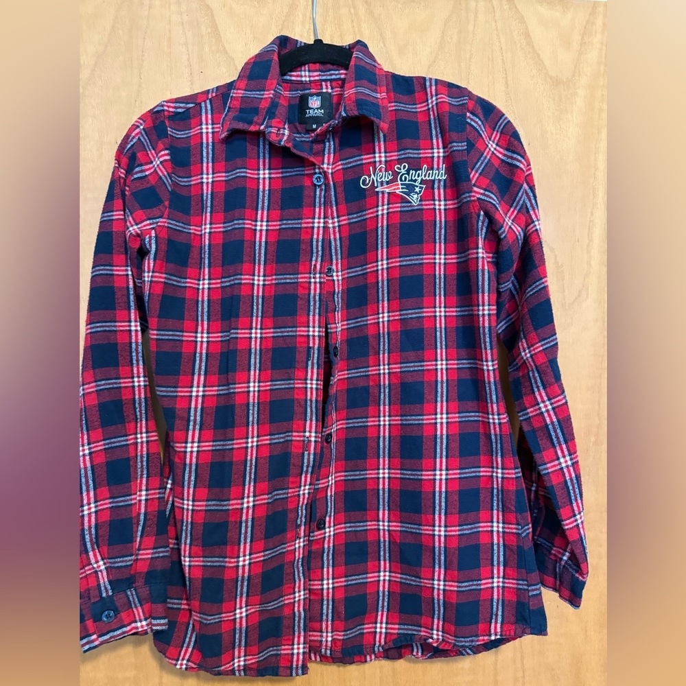 NFL New England Red and Blue Plaid women’s flannel shirt